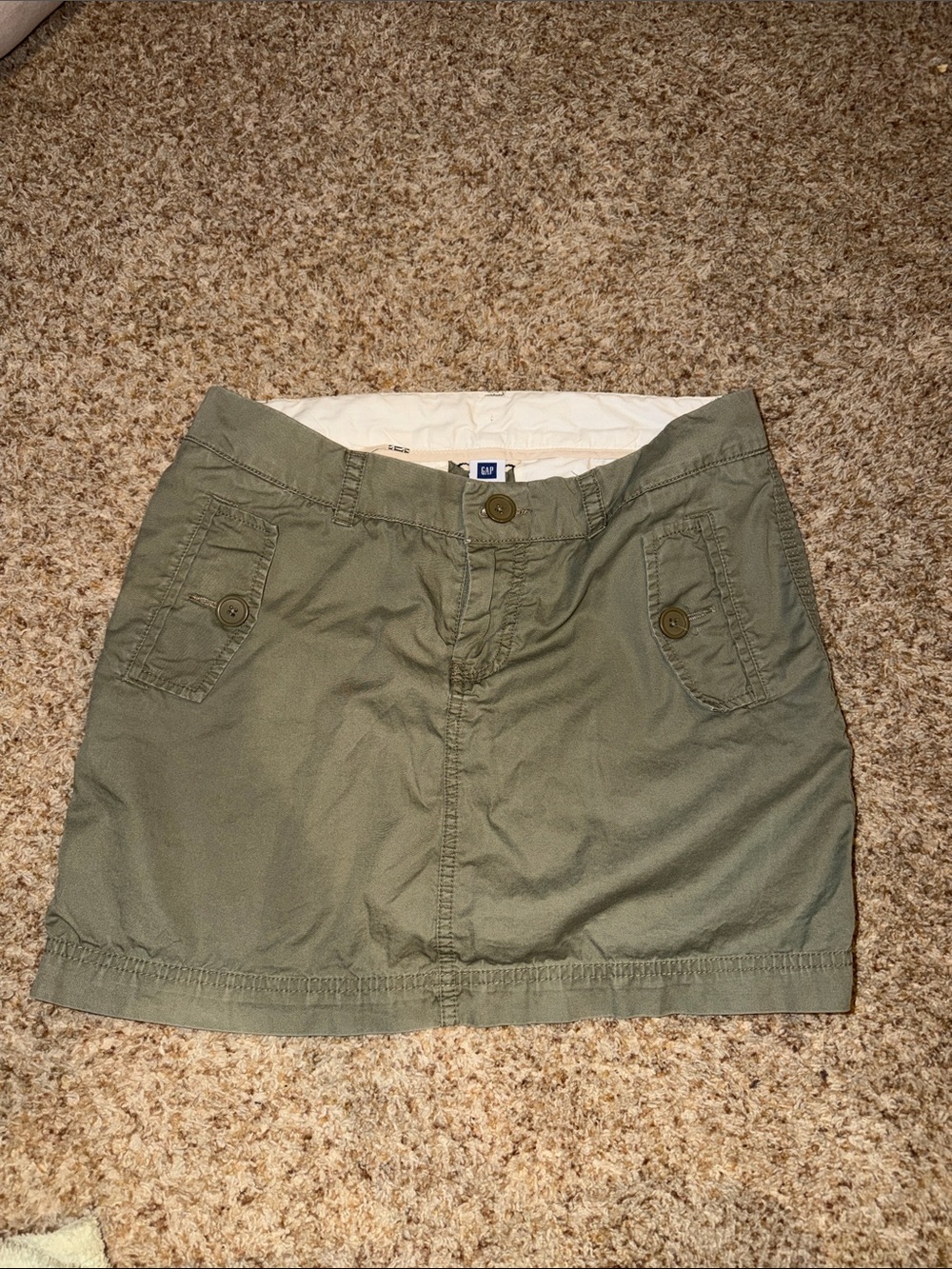 Gap womens green skirt y2k 100% cotton internal drawstring size 6